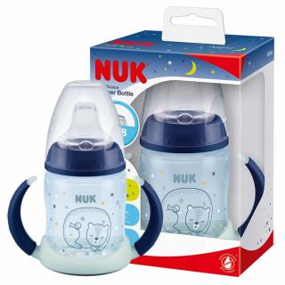 NUK First Choice Butelka, kubek niekapek z uchwytami świecący w ciemności niebieski