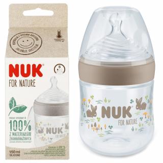 NUK FOR NATURE Butelka antykolkowa ze wskaźnikiem ciepła 150ml smoczek wolny przepływ popielata