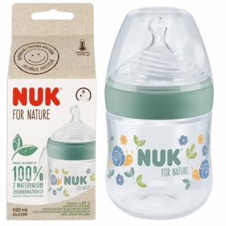 NUK FOR NATURE Butelka antykolkowa ze wskaźnikiem ciepła 150ml smoczek wolny przepływ zielona