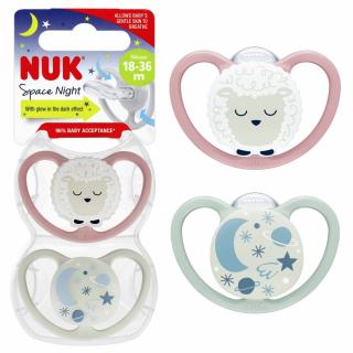 Nuk smoczek uspokajający ortodontyczny space night 2 szt. róż rozmiar smoczka: 18-36 m