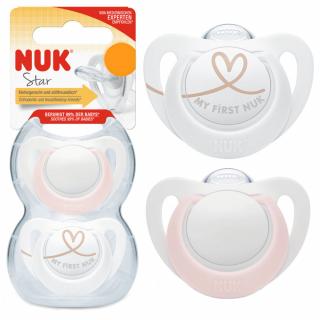 NUK Smoczek uspokajający silikonowy GENIUS STAR 0-2 m 2 sztuki GIRL
