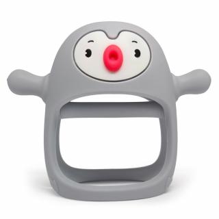 SMILY MIA Gryzak silikonowy dla niemowląt Pingwin Buddy Light Grey