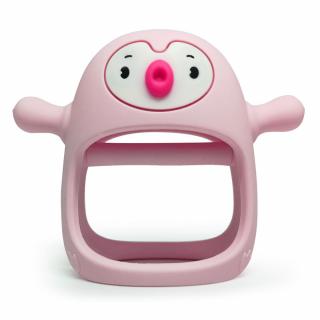 SMILY MIA Gryzak silikonowy dla niemowląt Pingwin Buddy Light Pink
