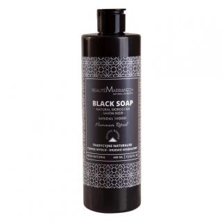 Naturalne czarne mydło Savon Noir o zapachu drzewa sandałowego - żel pod prysznic 400ml Beaute Marrakech || Maroko Sklep