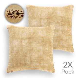 2 SZT PLAMOODPORNE POSZEWKI NA PODUSZKĘ 45X45 MUSZTARDOWY
