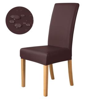 BESTCOVERS 100% WODOODPORNY ELASTYCZNY POKROWIEC NA KRZESŁO SKÓRA PU BRĄZ