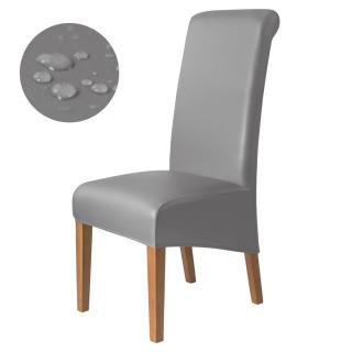 BESTCOVERS 100% WODOODPORNY ELASTYCZNY POKROWIEC NA KRZESŁO XL SKÓRA PU SZARY