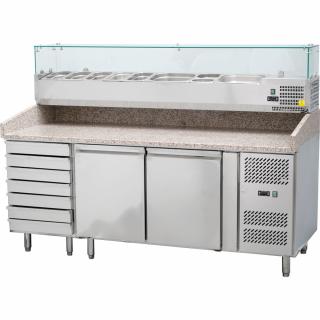 Stalgast Stół chłodniczy 2 drzwiowy, 600x400 mm, do pizzy z szufladami i nadstawą - kod S843271