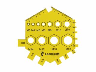 Szablon do sprawdzania wymiarów śrub i nakrętek LeanCraft SPR-M3-M20-Y