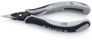 Szczypce precyzyjne półokrągłe dla elektroników, rękojeści ESD dwukomponentowe Knipex 34 52 130 ESD
