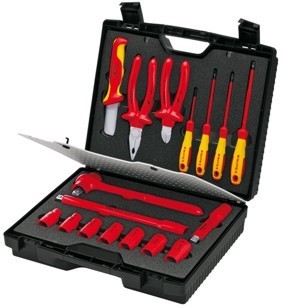 Zestaw 17 podstawowych narzędzi izolowanych dla elektryka, w walizce Knipex 98 99 11