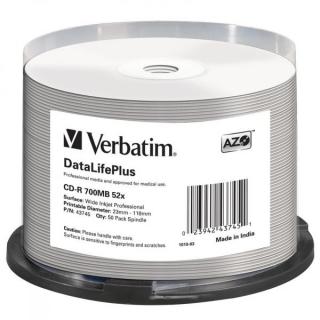 Płyta CD-R Verbatim 700MB Cake 50szt. DataLifePlus - do nadruku