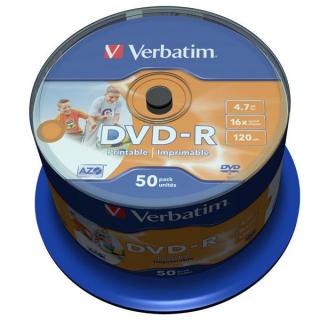 Płyta DVD-R Verbatim 4.7GB Cake 50szt. - do nadruku