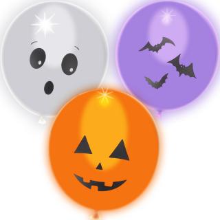 BALONY ŚWIECĄCE LED 3 SZT BALON HALLOWEEN MOCNE