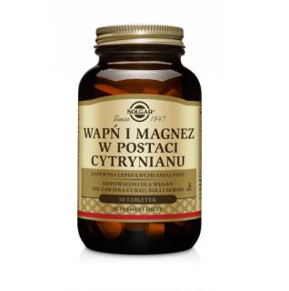 SOLGAR Wapń i Magnez w postaci cytrynianu 50 tabletek