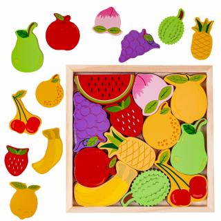 Drewniane Puzzle Układanka Jedzenie Owoce