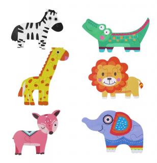 Drewniane puzzle 6 zwierzęta dla dzieci w wieku 3+