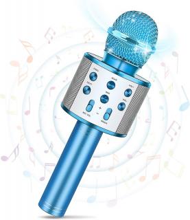 Mikrofon Bluetooth Karaoke Głośnik Bezprzew Niebieski
