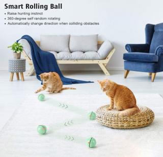 Piłka do zabawy dla kota LED i kocimiętką zielona