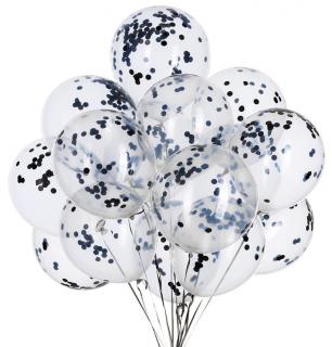 Zestaw 50 luksusowych balonów z konfetti czarny