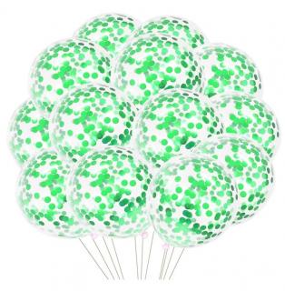 Zestaw 50 luksusowych balonów z konfetti zielone