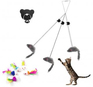 Zestaw myszy z zabawkami dla kota, 2 sztuki wisząca zab