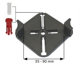 Głowica regulowana KIT1 z trzpieniem 26 mm pod legary 35-90 mm Uchwyt do legarów o szerokości od 35 do 90 mm
