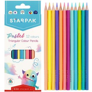 Kredki ołówkowe trójkątne pastelowe 12 kolorów Starpak