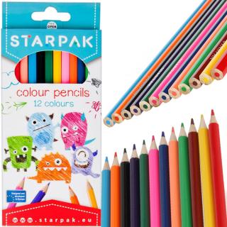 Kredki ołówkowe trójkątne szkolne 12 kolorów Monster Starpak