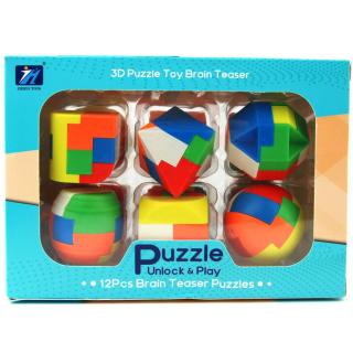 Łamigłówki zręcznościowe puzzle 12 kolorowych układanek Cube