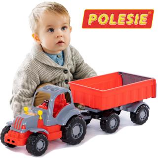 Polesie traktor Siłacz farmer z przyczepą czerwony