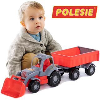 Polesie traktor Siłacz farmer z przyczepą i łyżką czerwony