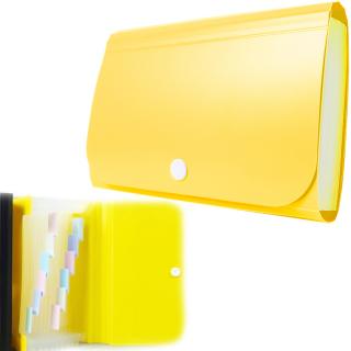 Teczka mini elastyczna plastikowa harmonijkowa na zatrzask z 12 przegródkami żół