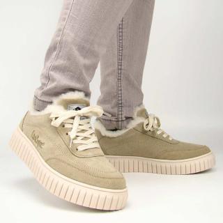 Lee Cooper LCJ-24-01-2972 Sneakersy damskie skórzane ocieplane na zimę platforma beżowe Rozmiar: 40