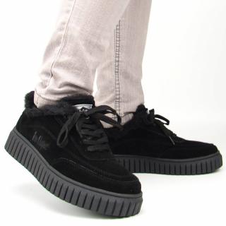 Lee Cooper LCJ-24-01-2973 Sneakersy damskie skórzane ocieplane na zimę platforma czarne Rozmiar: 40