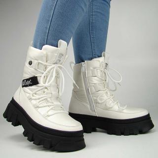 Lee Cooper LCJ-24-47-3142 Śniegowce damskie buty zimowe ocieplane beżowe Rozmiar: 40