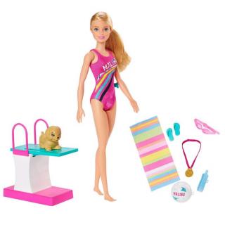 Barbie zestaw lalka pływaczka z pieskiem GHK23 Mattel