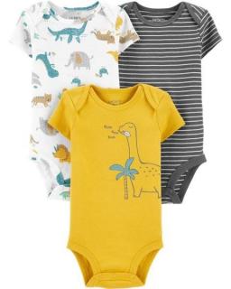 Body niemowlęce/dziecięce 3-pak krótki rękaw Dinozaury 1J066210 Carter's - 12M