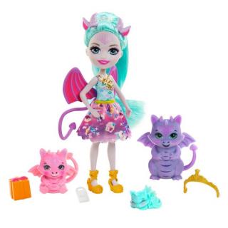 Enchantimals Rodzina Lalka+zwierzątka GJX43 Mattel  - Rodzina smoków Lalka Deanna Dragon