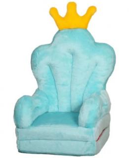 Fotel pluszowy rozkładany dla dzieci 2+ Bajka - Tron niebieski