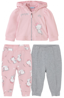 Komplet niemowlęcy/dziecięcy dres 3-el. bluza+2 pary spodni różowy 2896 Mayoral - 74 cm