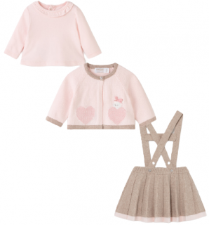 Komplet niemowlęcy spódnica+koszula+sweterek Ciasto Francuskie 2812 Mayoral - 55 cm