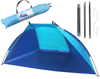 Namiot plażowy 220x115x115cm parawan niebieski ochrona UV Muszelka Wolf