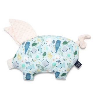 Poduszka świnka Sleepy Pig minky 30x45 cm La Millou  - Deep Blue/Ecru