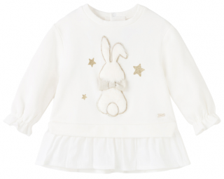 Pulower niemowlęcy/dziecięcy z aplikacjami bluza z falbanką ecru 2427 Mayoral - 80 cm