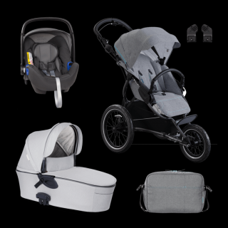 wózek głęboko - spacerowy 3w1 X-Run + fotelik Britax i-size 0-13 X-Lander - Azure Grey