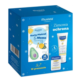 Mustela Bebe Cold Cream Zestaw Zimowa Ochrona Krem odżywczy do twarzy, 40 ml + Sztyft ochronny, 9,2 g + karty