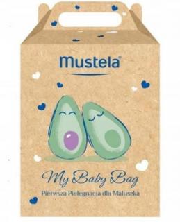 Mustela Bebe Zestaw My Baby Bag Żel do mycia, 200 ml + Krem do twarzy, 40ml + Krem do przewijania, 50 ml + Chusteczki, 25 sztuk