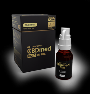 Olej konopny CBDmed GOLD 5% (500 mg CBD) + Terpeny, 10 ml