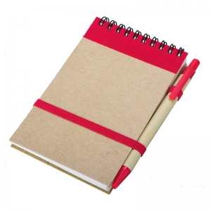 Notes eco z długopisem, czerwony/beżowy